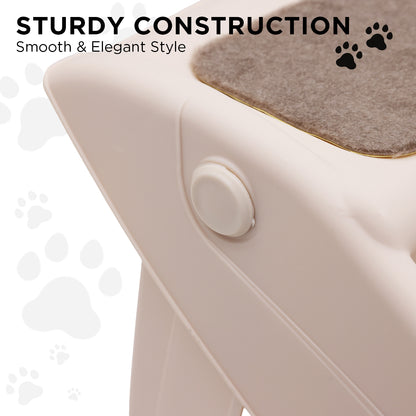 Furtastic Foldable Pet Stairs In White - 50cm Dog Ladder Cat Ramp V240-PTS-EJE-433-WH