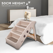 Furtastic Foldable Pet Stairs In White - 50cm Dog Ladder Cat Ramp V240-PTS-EJE-433-WH