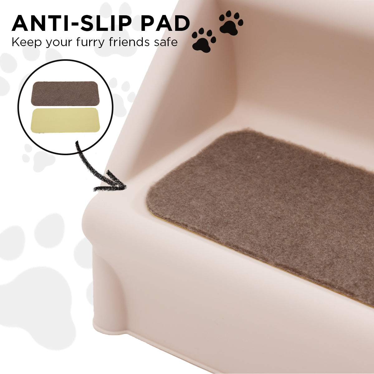 Furtastic Foldable Pet Stairs In White - 50cm Dog Ladder Cat Ramp V240-PTS-EJE-433-WH