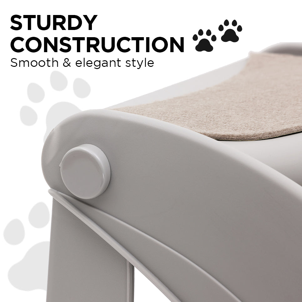 Furtastic Foldable Pet Stairs In Grey - 38cm Dog Ladder Cat Ramp V240-PTS-EJE-434-GY