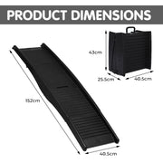 Furtastic 152cm Portable Dog Pet Ramp - Black V240-PTS-EJE-DF-BK