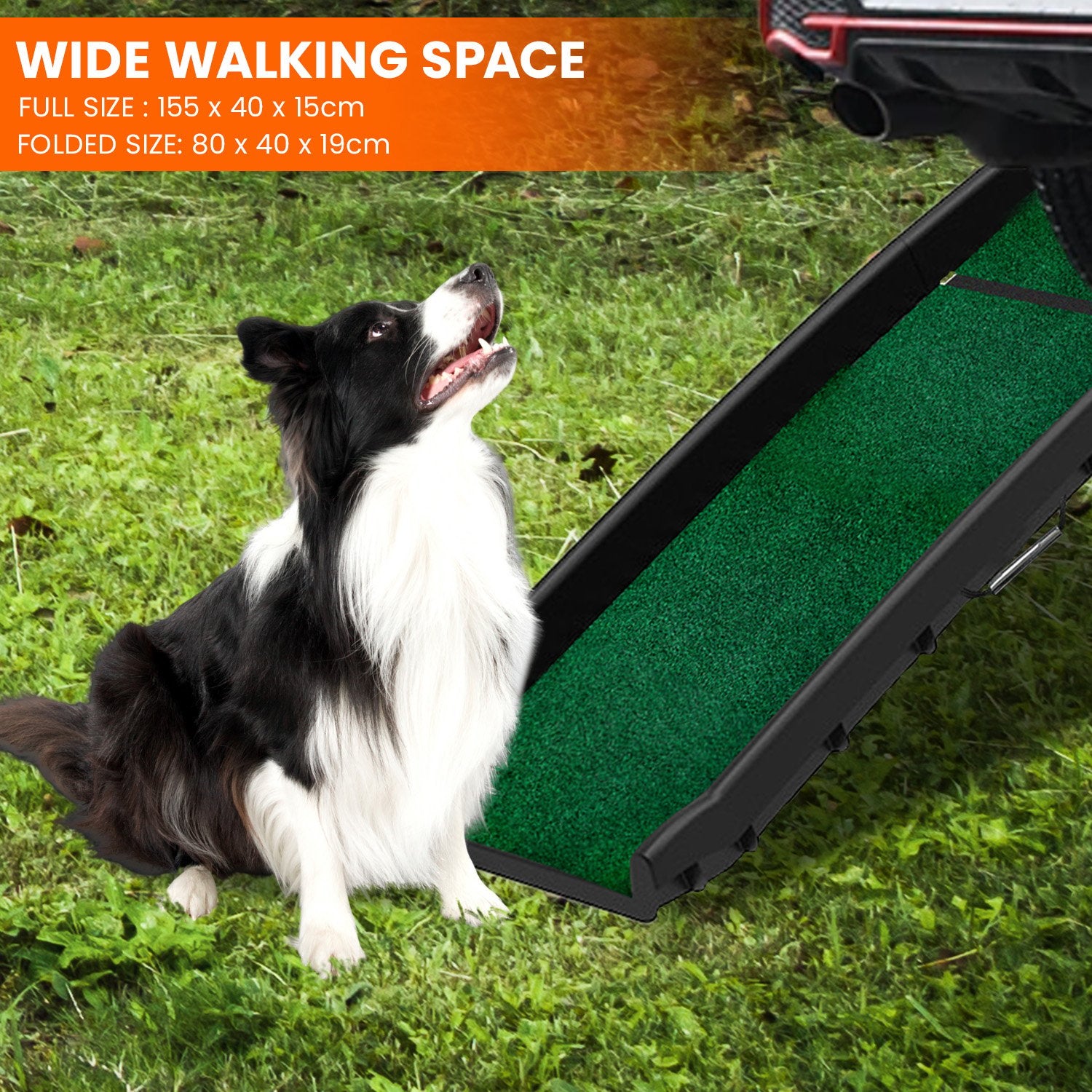 Furtastic Foldable Dog Ramp with Poly-Grass Grip Surface Non-Slip UV Protection V240-PTS-EJE-DF-GRS