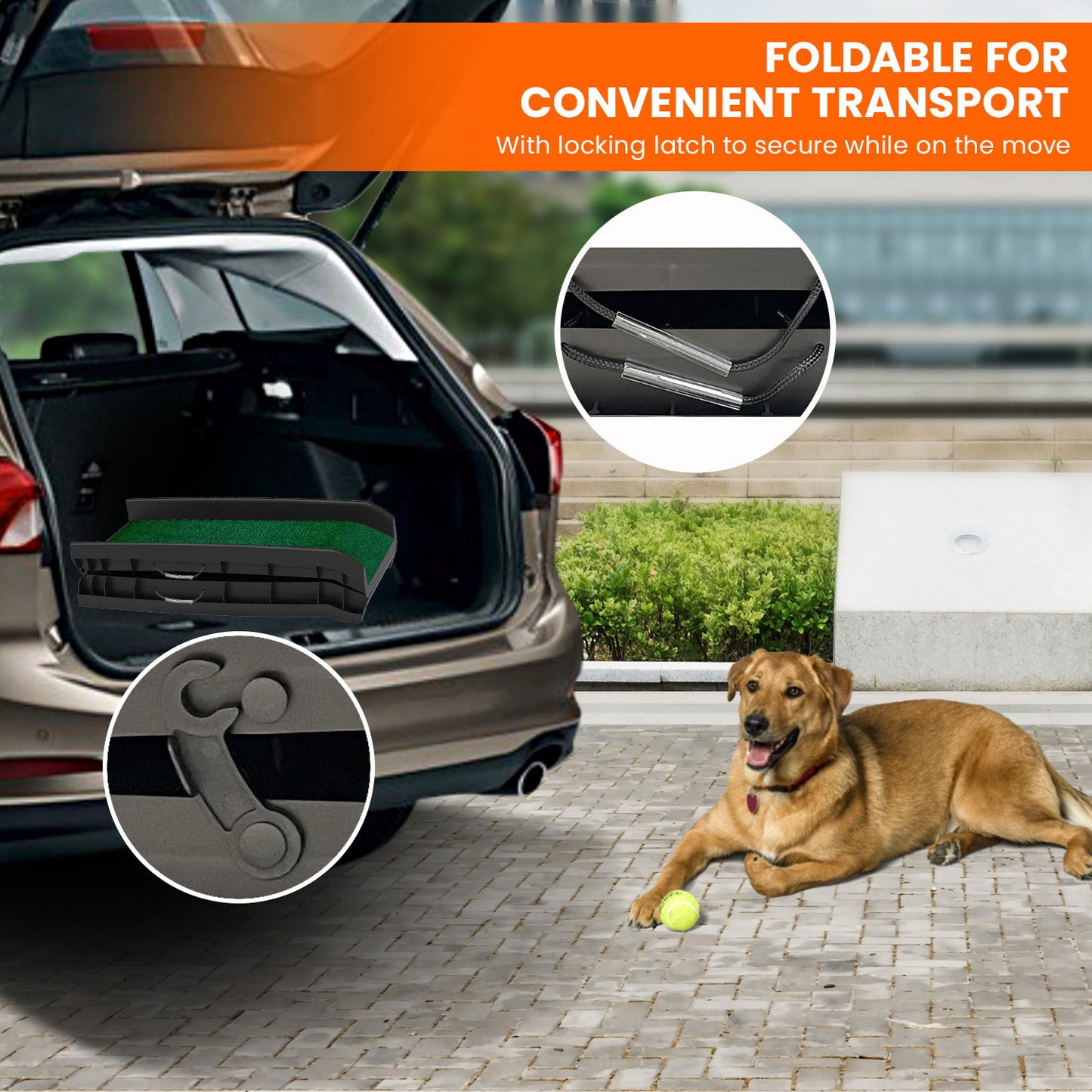Furtastic Foldable Dog Ramp with Poly-Grass Grip Surface Non-Slip UV Protection V240-PTS-EJE-DF-GRS