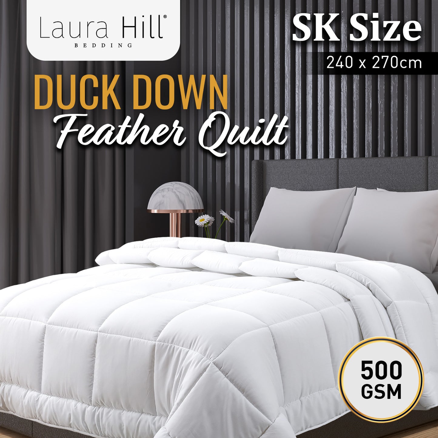 Laura Hill 500GSM Duck Down Feather Quilt Comforter Doona - Super King V240-QLT-DDF-500-SK