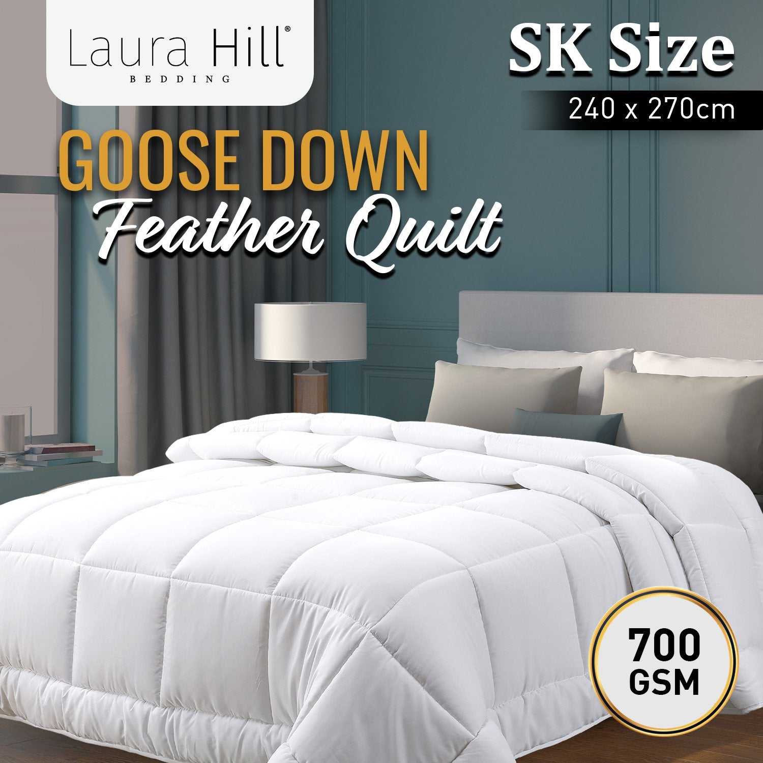 Laura Hill 700GSM Goose Down Feather Comforter Doona - Super King V240-QLT-GDF-700-SK