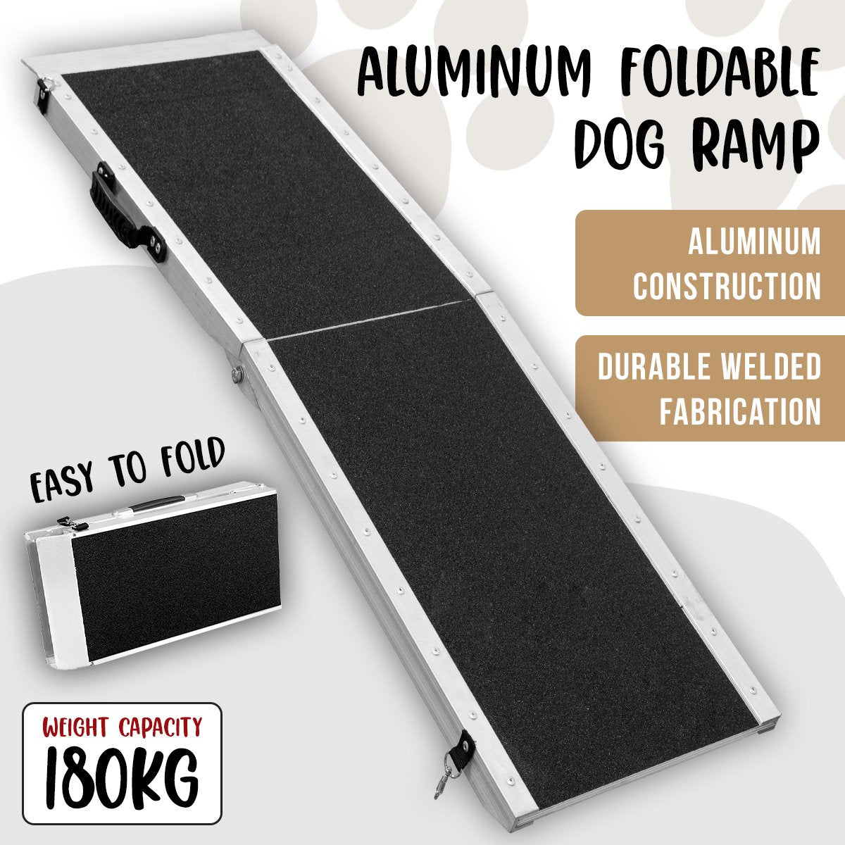 Furtastic Foldable Aluminium Dog Ramp - 183 x 38cm V240-RAM-DOG-06