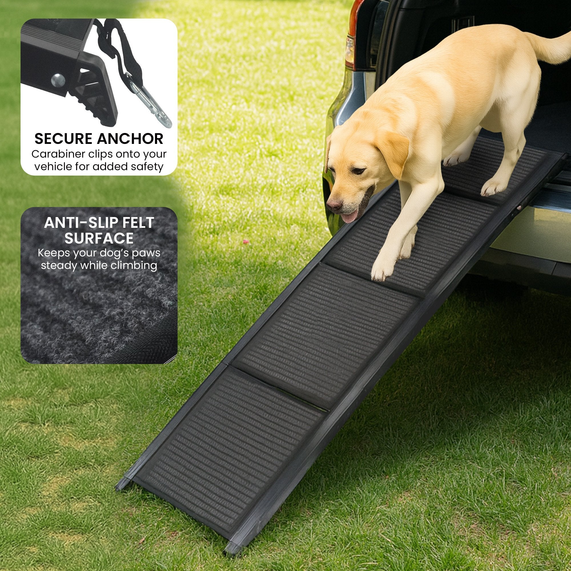 Furtastic Dog Ramp For Cars Pet Ramp For Puppy Medium Dogs Old Dogs & Cats Non-slip Felt Surface Aluminium V240-RAM-JOY-PET-180