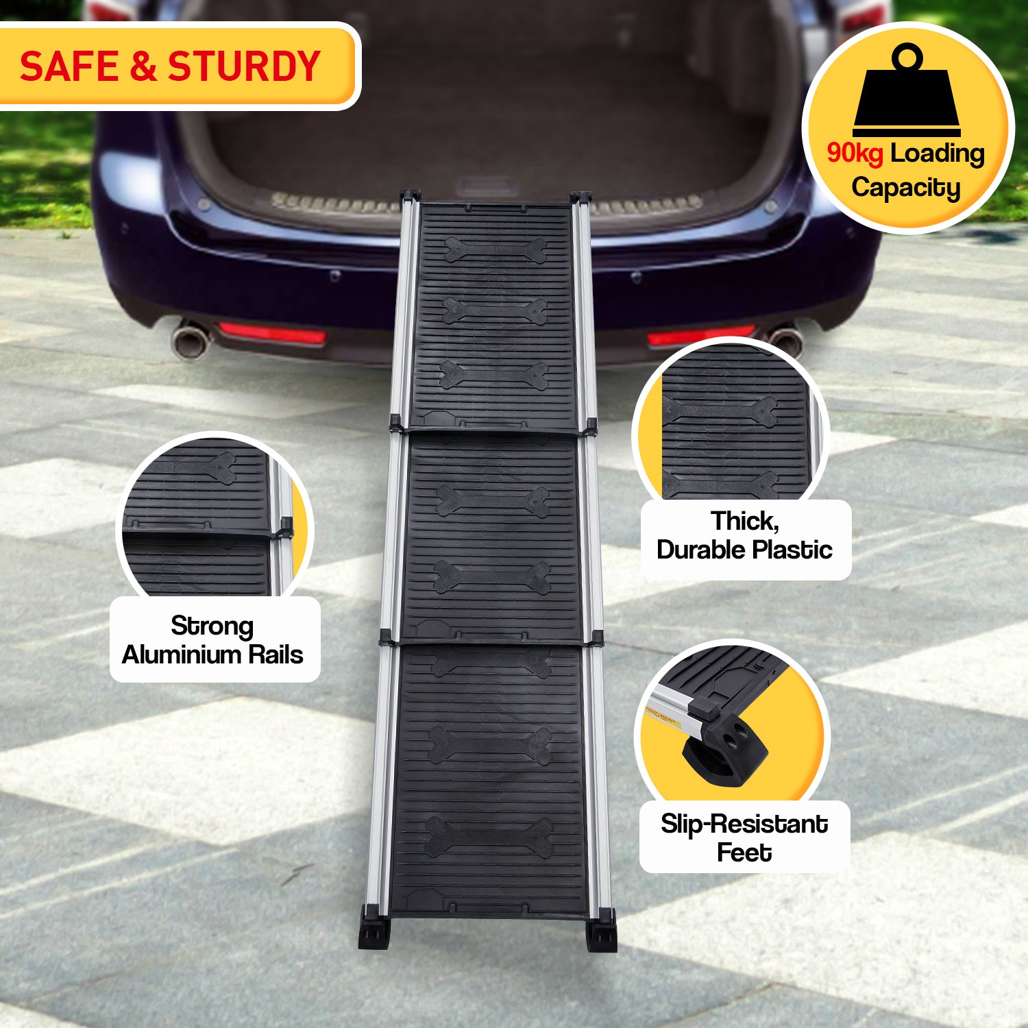 Furtastic Heavy-Duty Aluminium Telescopic Dog Pet Ramp V240-RAM-PET-TC2