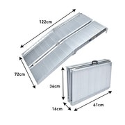Kartrite 4ft Aluminium Foldable Wheelchair Ramp Non-Slip R02 Silver V240-RAM-WCR-R02-4FT
