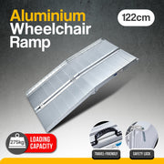 Kartrite 4ft Aluminium Foldable Wheelchair Ramp Non-Slip R02 Silver V240-RAM-WCR-R02-4FT