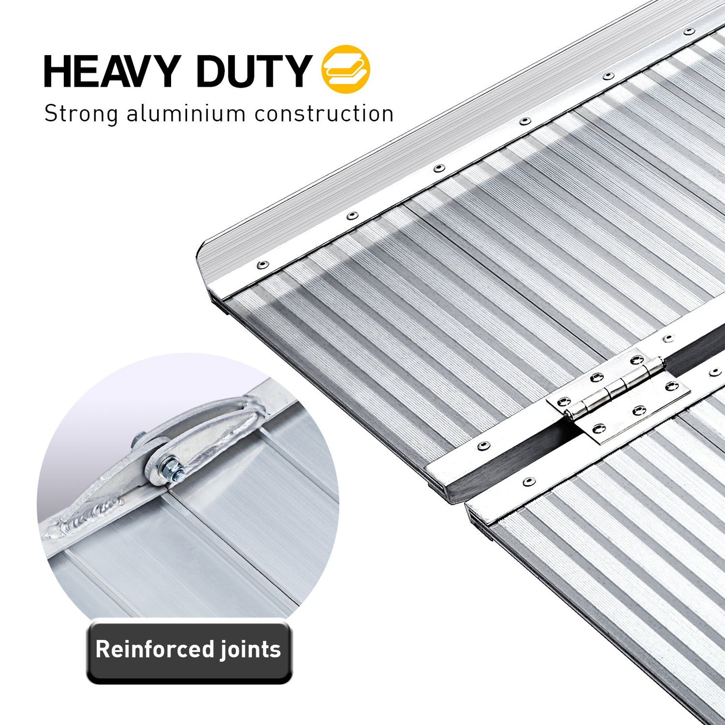 Kartrite 4ft Aluminium Foldable Wheelchair Ramp Non-Slip R02 Silver V240-RAM-WCR-R02-4FT
