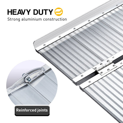 Kartrite 4ft Aluminium Foldable Wheelchair Ramp Non-Slip R02 Silver V240-RAM-WCR-R02-4FT