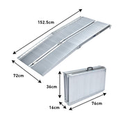Kartrite 5ft Aluminium Foldable Wheelchair Ramp Non-Slip R02 Silver V240-RAM-WCR-R02-5FT