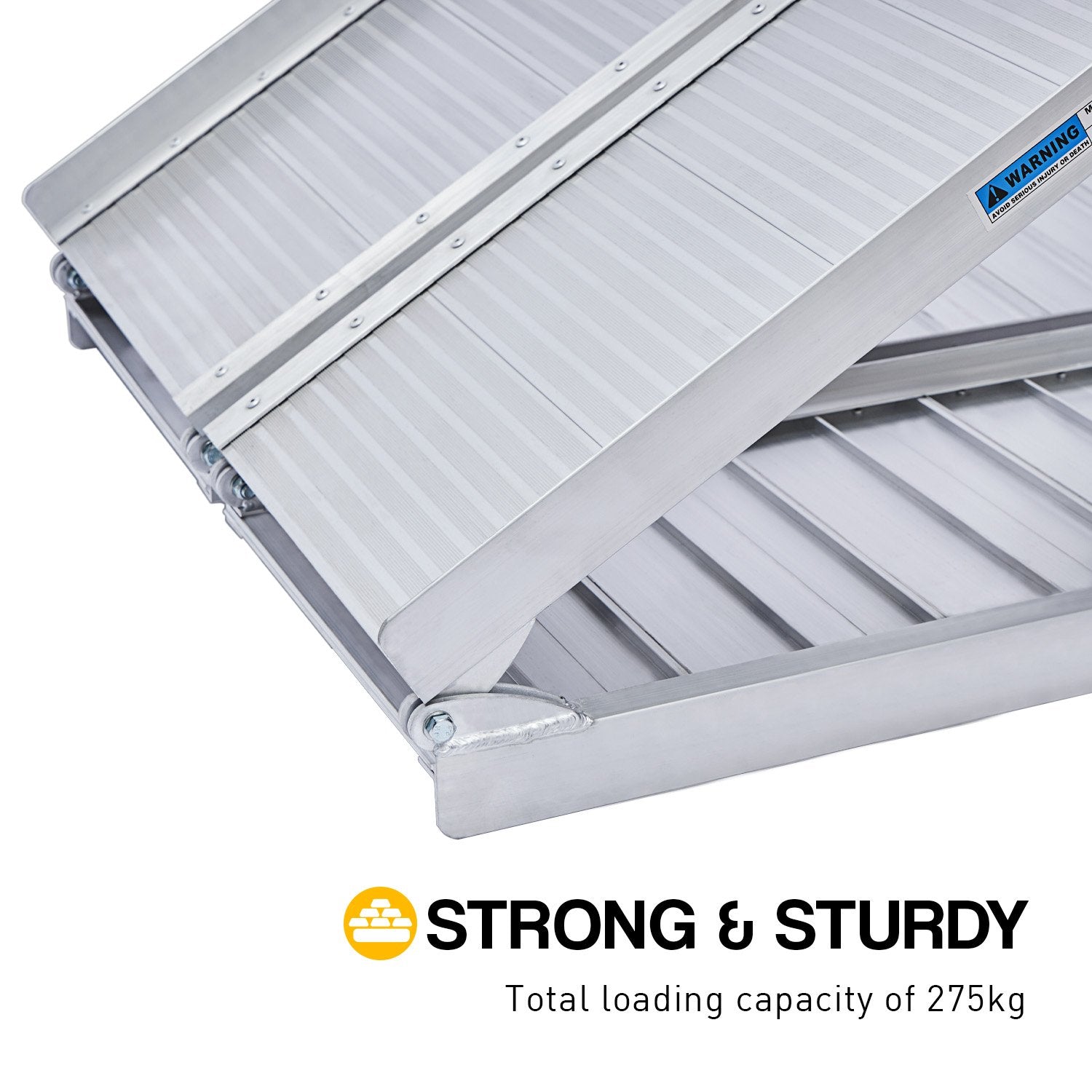 Kartrite 5ft Aluminium Foldable Wheelchair Ramp Non-Slip R02 Silver V240-RAM-WCR-R02-5FT