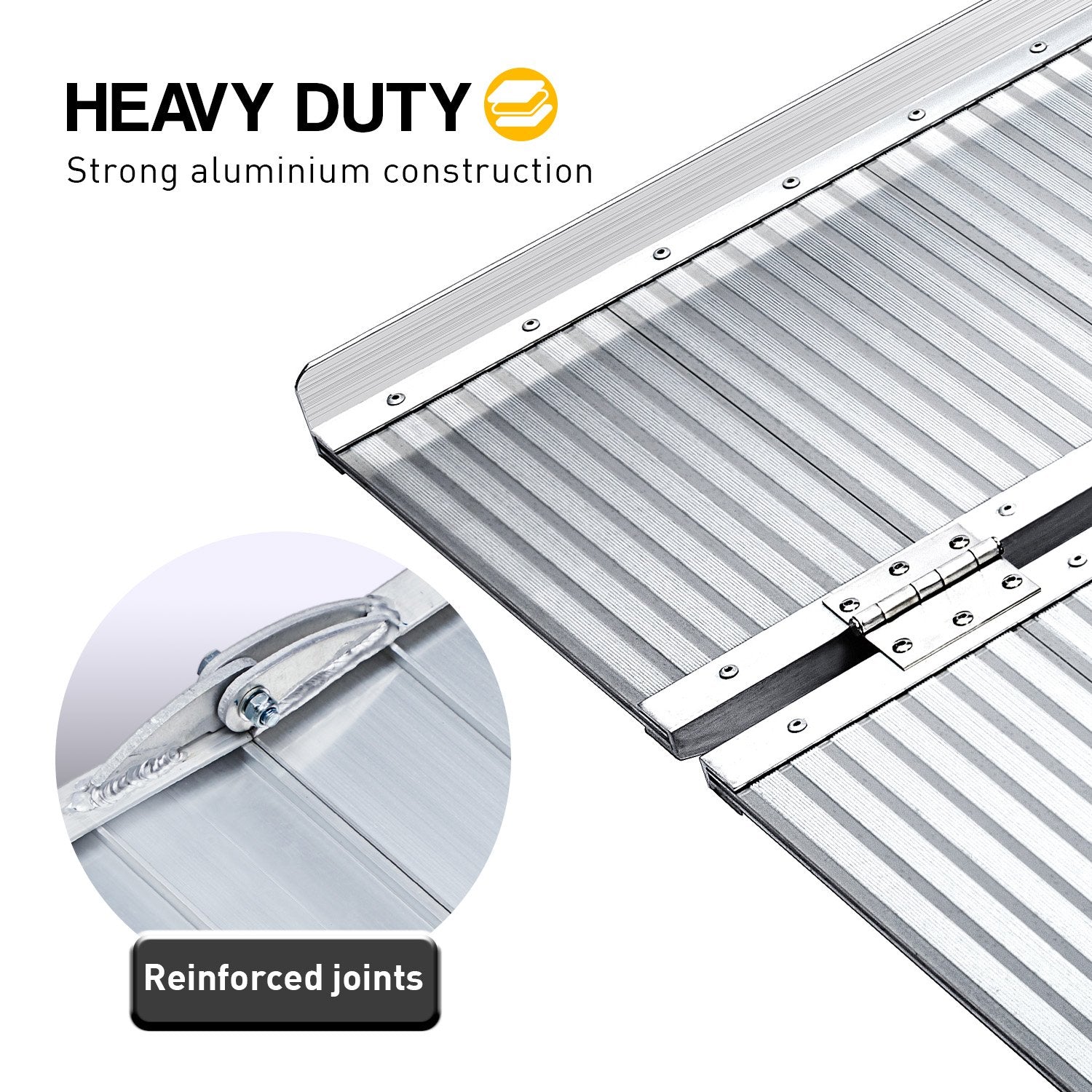Kartrite 5ft Aluminium Foldable Wheelchair Ramp Non-Slip R02 Silver V240-RAM-WCR-R02-5FT