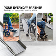Kartrite 5ft Aluminium Foldable Wheelchair Ramp Non-Slip R02 Silver V240-RAM-WCR-R02-5FT