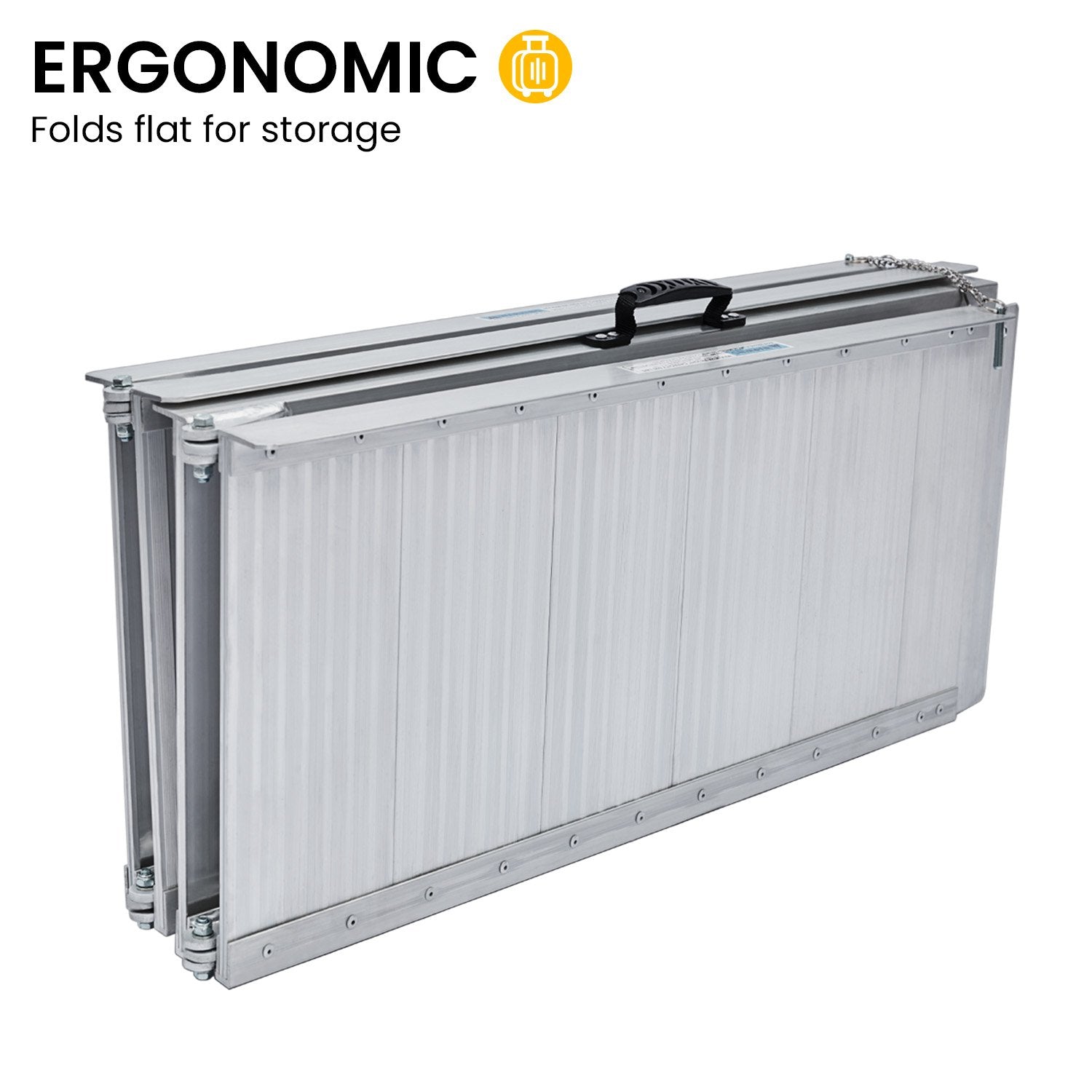 Kartrite 6ft Aluminium Foldable Wheelchair Ramp Non-Slip R02 Silver V240-RAM-WCR-R02-6FT