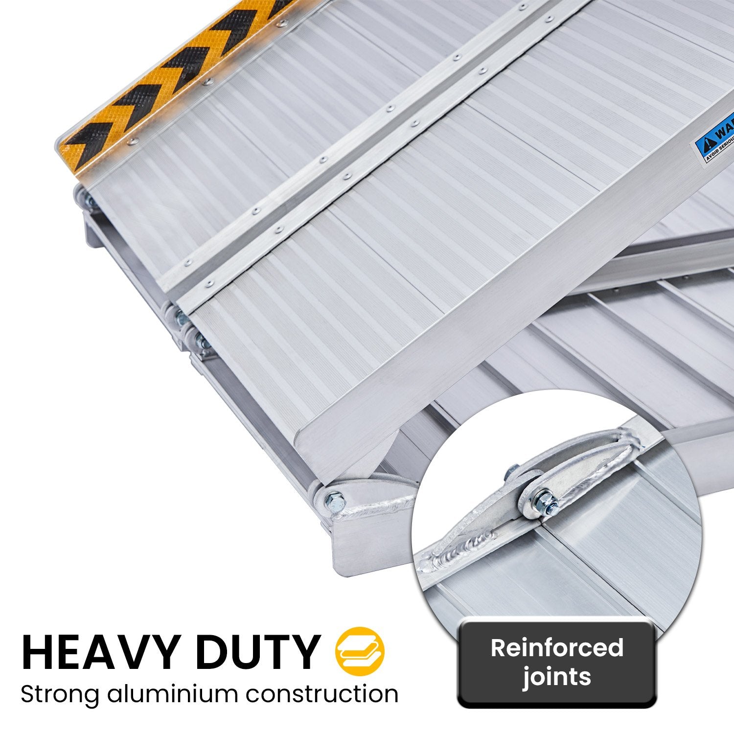 Kartrite 6ft Aluminium Foldable Wheelchair Ramp Non-Slip R02 Silver V240-RAM-WCR-R02-6FT