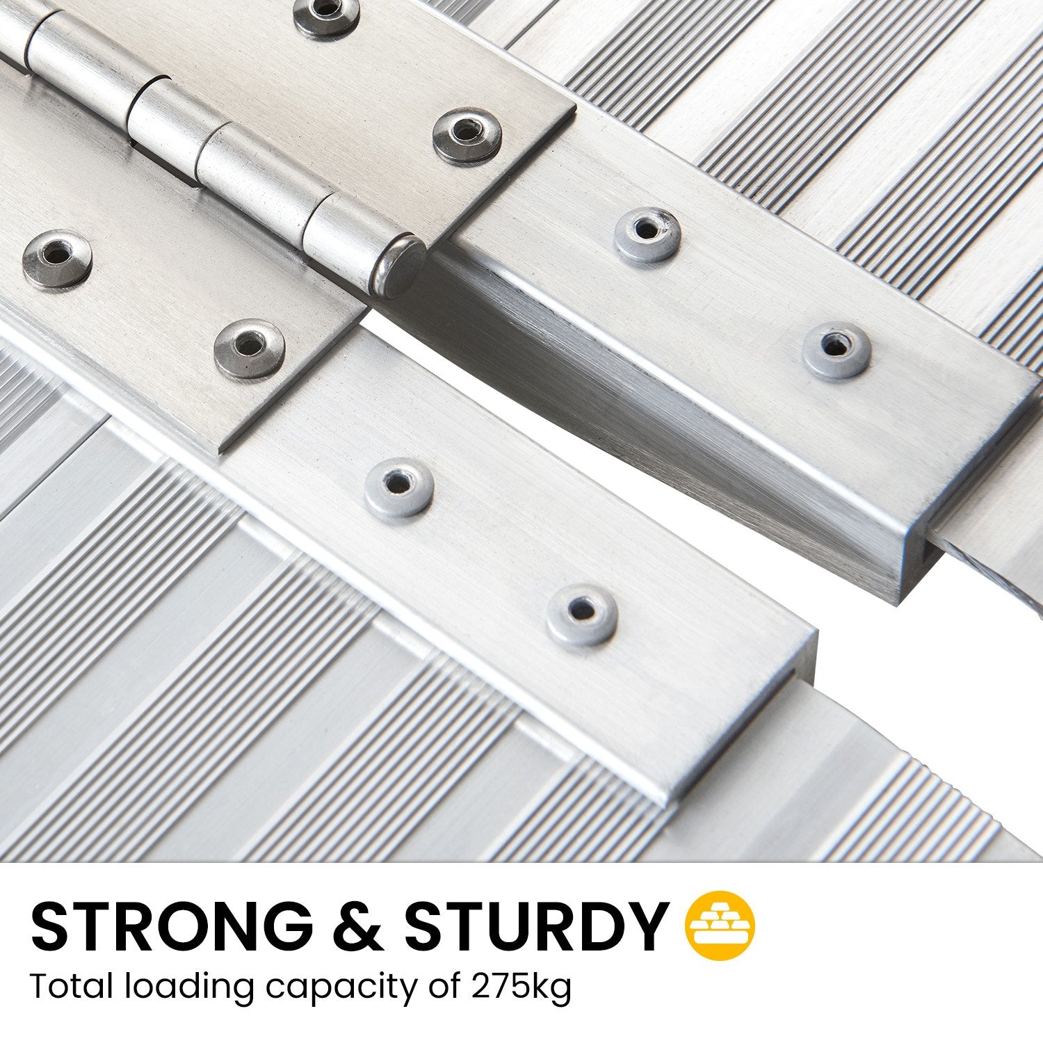 Kartrite 6ft Aluminium Foldable Wheelchair Ramp Non-Slip R02 Silver V240-RAM-WCR-R02-6FT