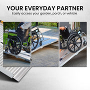 Kartrite 6ft Aluminium Foldable Wheelchair Ramp Non-Slip R02 Silver V240-RAM-WCR-R02-6FT