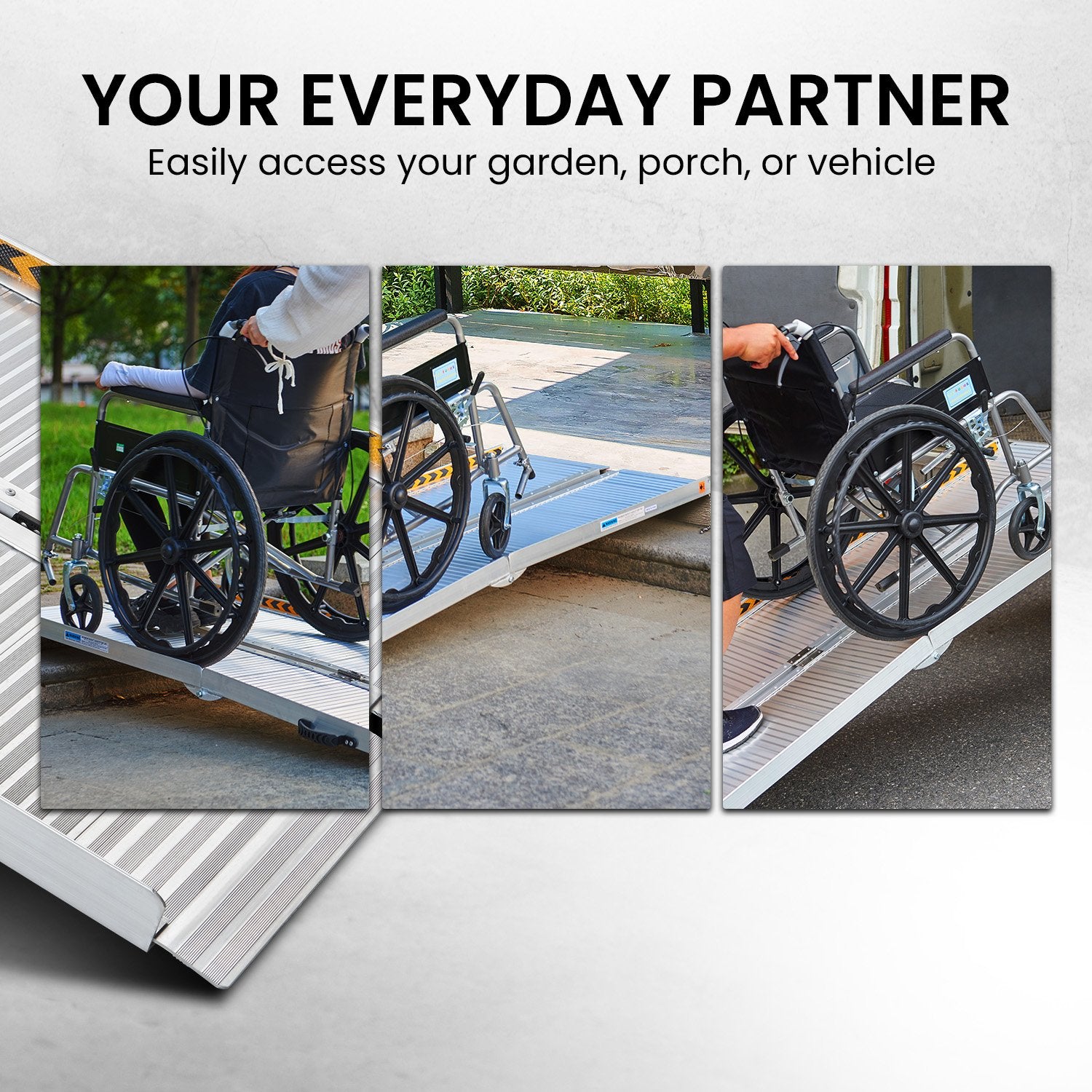 Kartrite 6ft Aluminium Foldable Wheelchair Ramp Non-Slip R02 Silver V240-RAM-WCR-R02-6FT