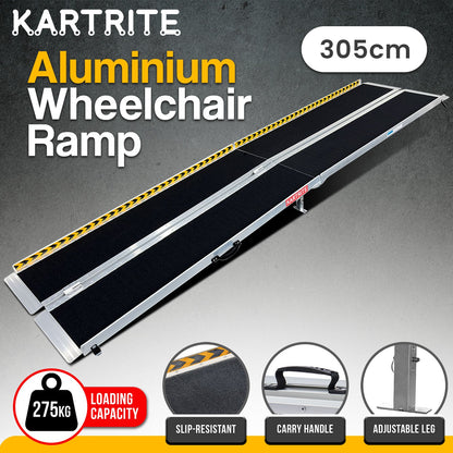 Kartrite Folding Aluminium Wheelchair Ramp 10FT Portable Mobility Access Ramp V240-RAM-WCR-R03-10F