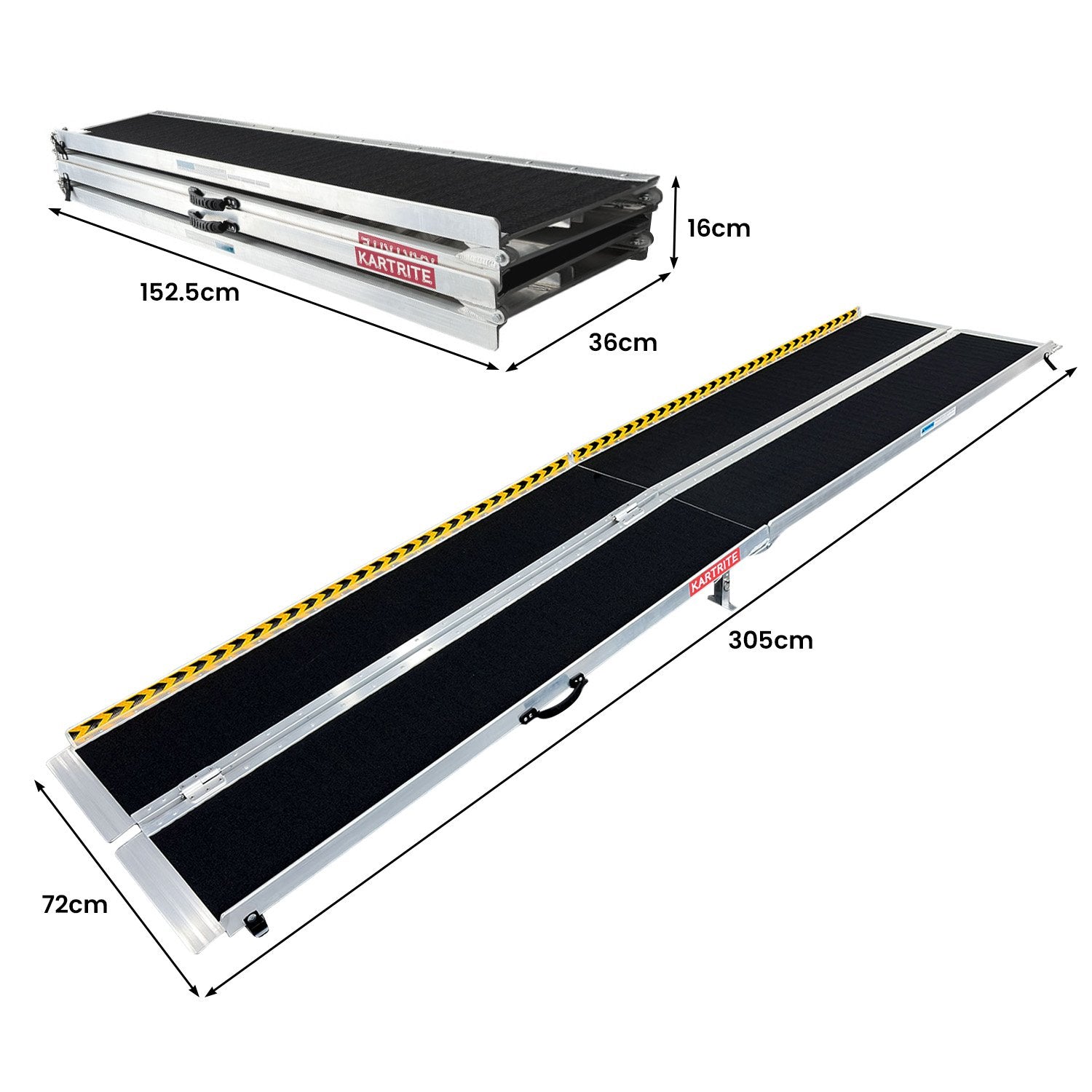 Kartrite Folding Aluminium Wheelchair Ramp 10FT Portable Mobility Access Ramp V240-RAM-WCR-R03-10F