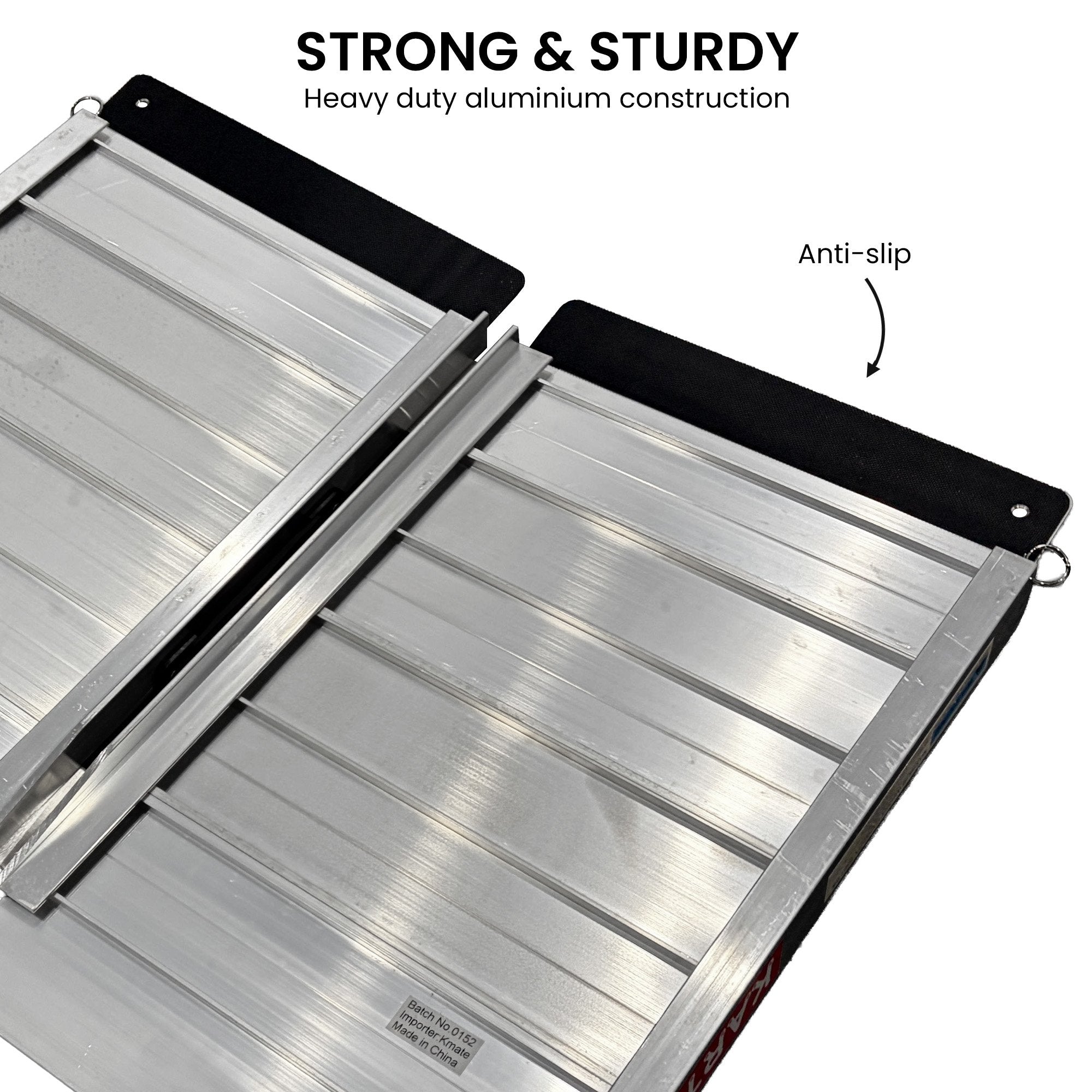 Kartrite Aluminium Wheelchair Ramp 2FT Mobility Ramp with High Grip Surface Safety Side Rails Locking Pin & V240-RAM-WCR-R03-2FT