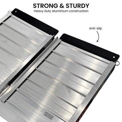 Kartrite Aluminium Wheelchair Ramp 2FT Mobility Ramp with High Grip Surface Safety Side Rails Locking Pin & V240-RAM-WCR-R03-2FT