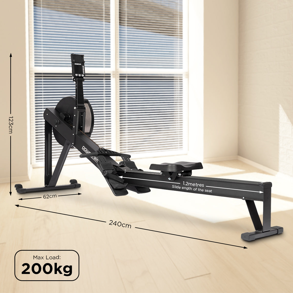 Powertrain Air Rowing Machine Resistance Rower for Home Gym Cardio V240-ROM-TODO-RM5
