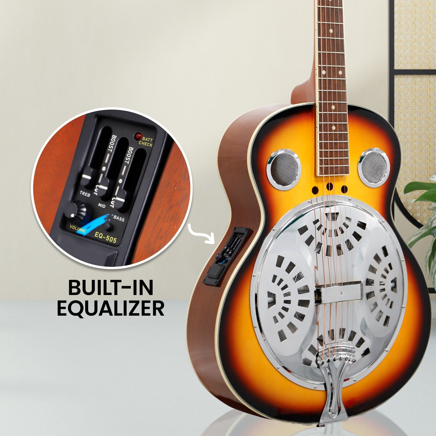 Karrera 40in Resonator Guitar - Sunburst V240-RSN-NC40-SB