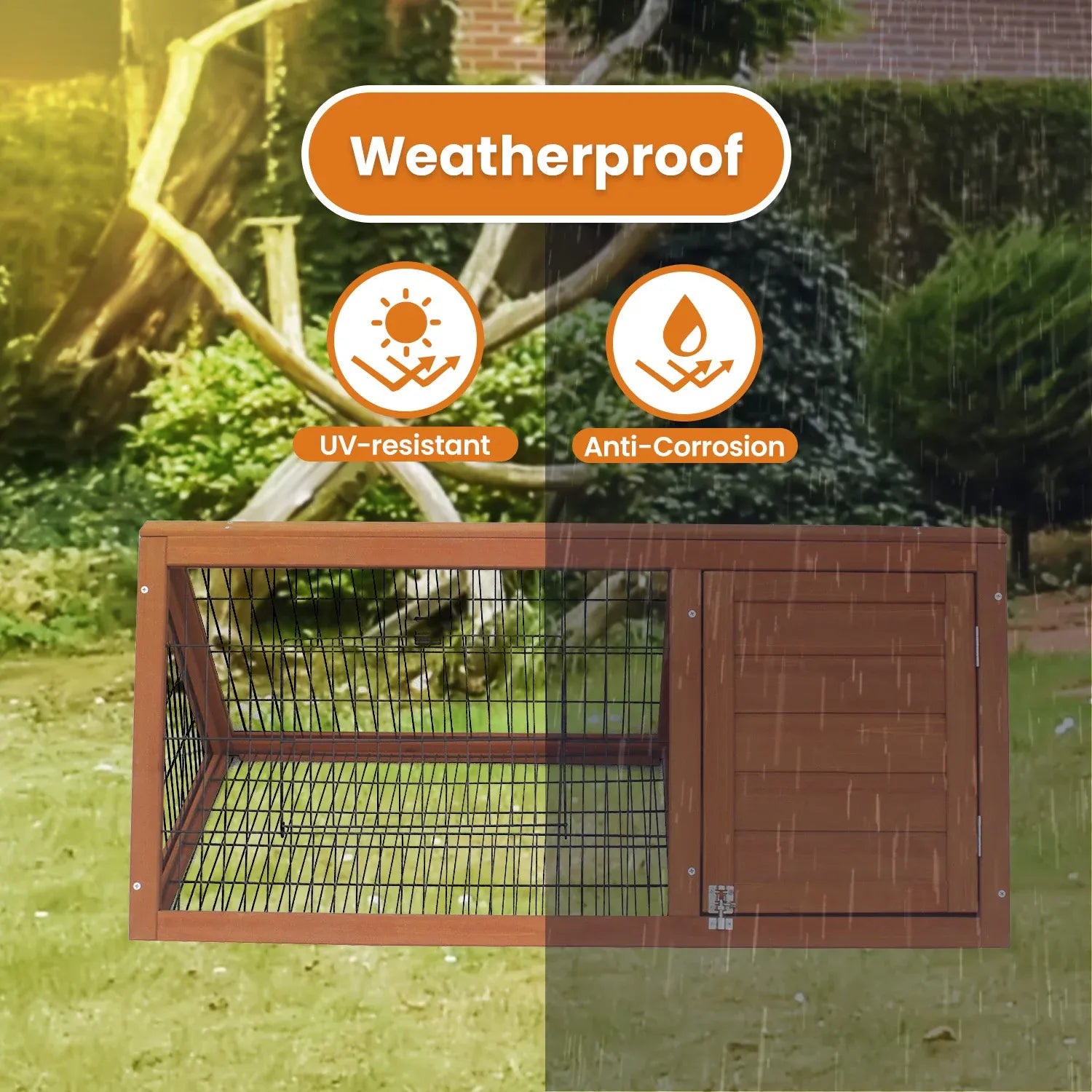 Little Buddies Wooden Triangle Rabbit Animal Hutch - 98cm V240-S0099