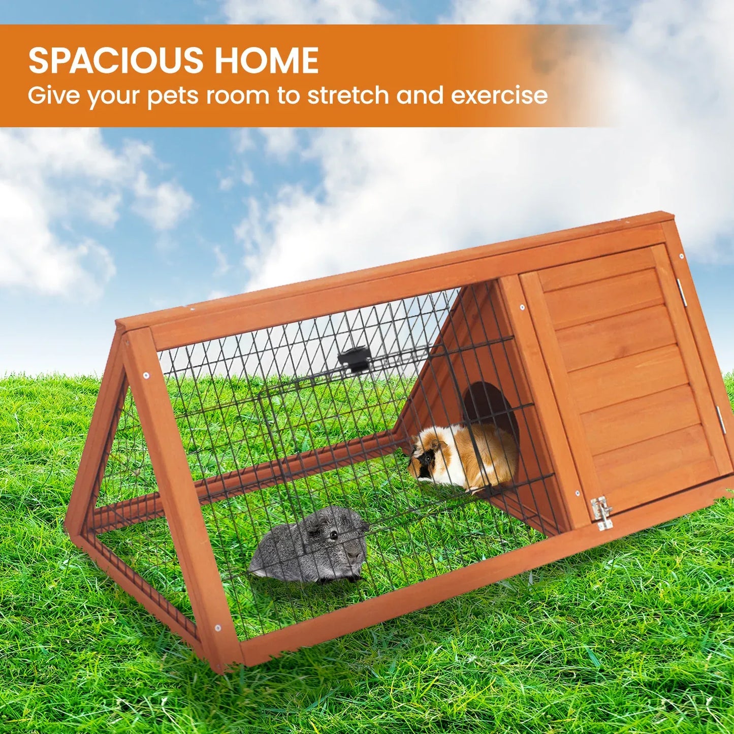 Little Buddies Wooden Triangle Rabbit Animal Hutch - 98cm V240-S0099