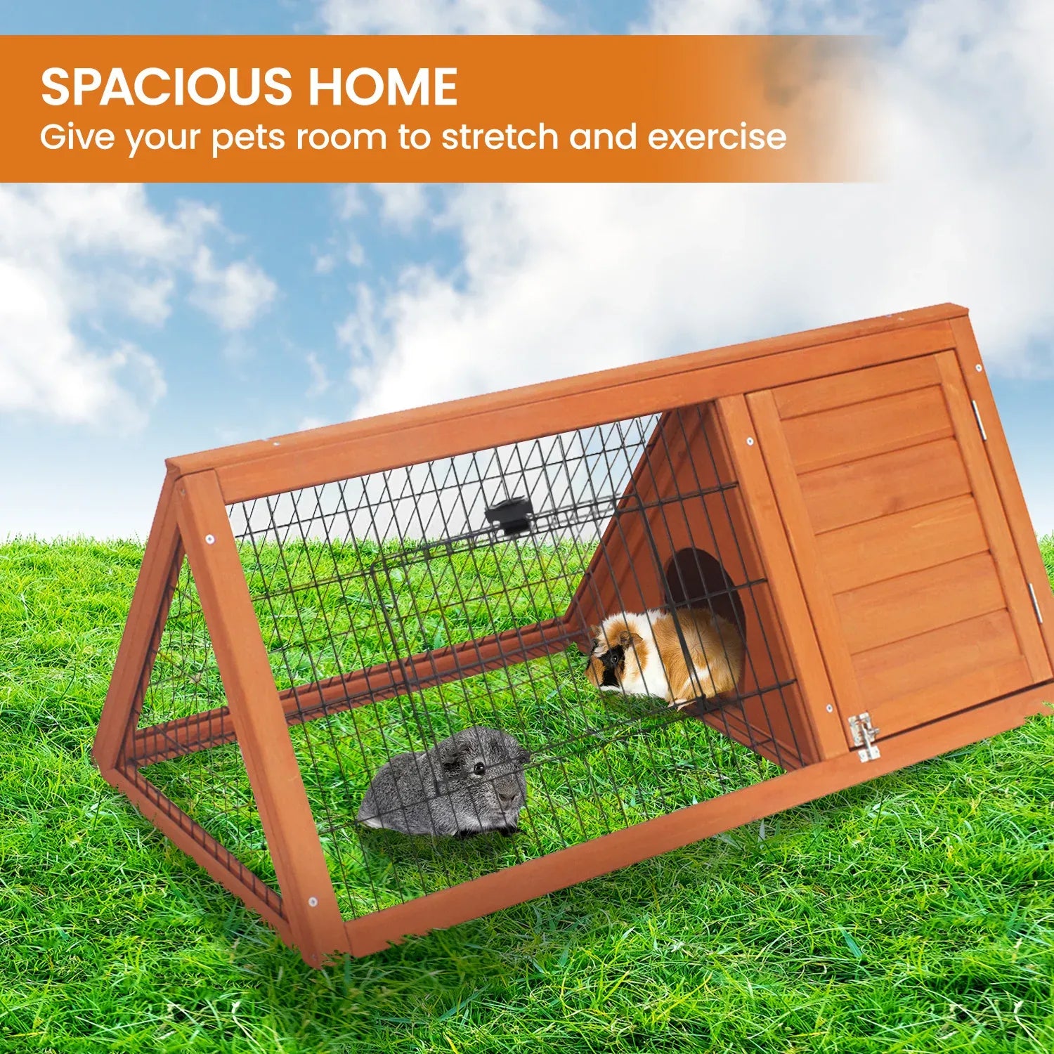 Little Buddies Wooden Triangle Rabbit Animal Hutch - 98cm V240-S0099