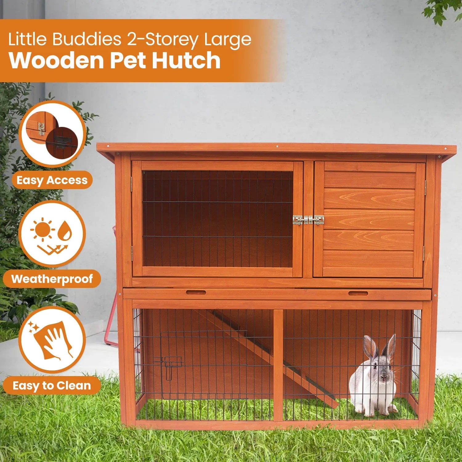Little Buddies 2-Storey Wooden Pet Rabbit Hutch V240-S0123