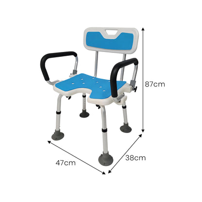 Orthonica Height Adjustable Aluminium Shower Chair With Adjustable Armrests V240-SHC-MAS-040-15L