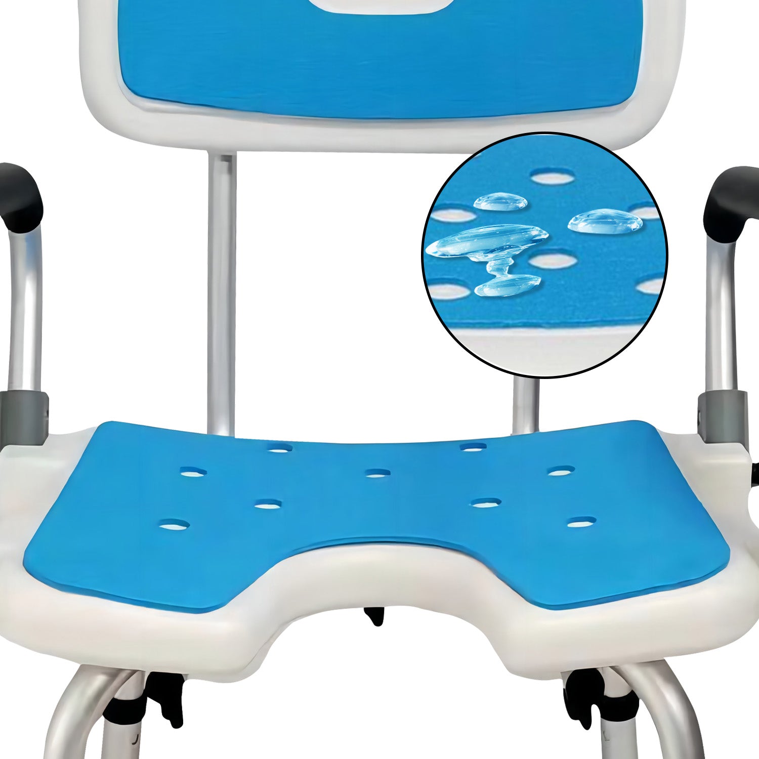 Orthonica Height Adjustable Aluminium Shower Chair With Adjustable Armrests V240-SHC-MAS-040-15L
