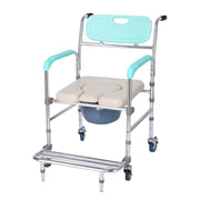 Orthonica Commode Chair With Castors Aluminium Frame Footrest Soft Push Handles V240-SHC-MAS-050-24L