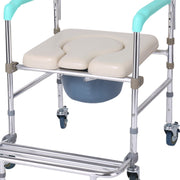 Orthonica Commode Chair With Castors Aluminium Frame Footrest Soft Push Handles V240-SHC-MAS-050-24L