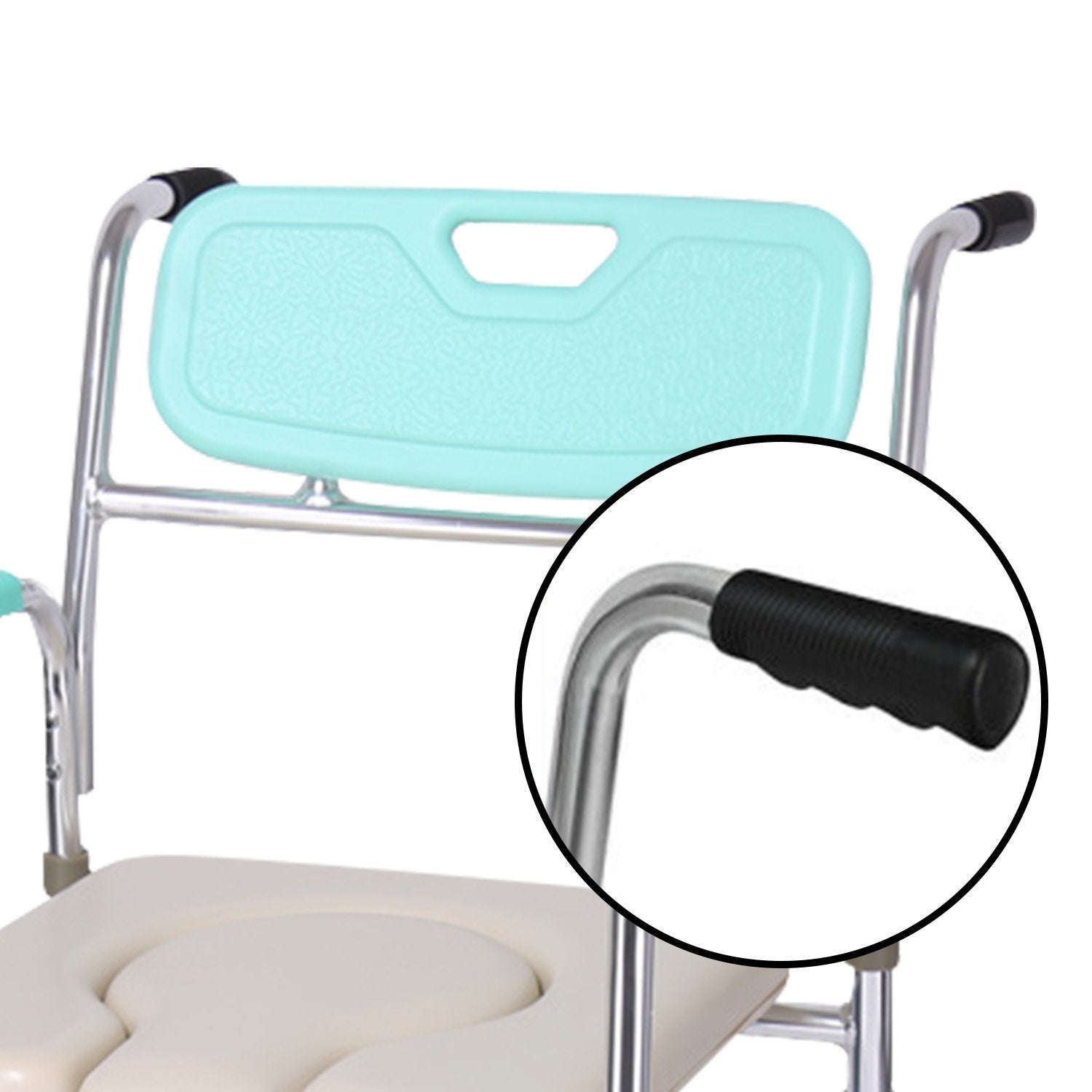 Orthonica Commode Chair With Castors Aluminium Frame Footrest Soft Push Handles V240-SHC-MAS-050-24L