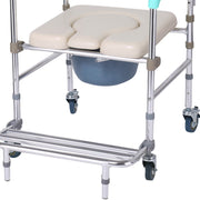 Orthonica Commode Chair With Castors Aluminium Frame Footrest Soft Push Handles V240-SHC-MAS-050-24L