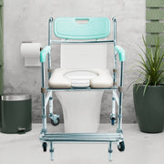Orthonica Commode Chair With Castors Aluminium Frame Footrest Soft Push Handles V240-SHC-MAS-050-24L