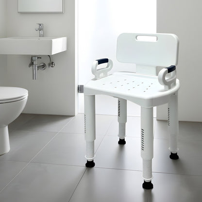 Orthonica Premium Adjustable Shower Chair with Armrests 158kg Capacity V240-SHC-MAS-073-WH