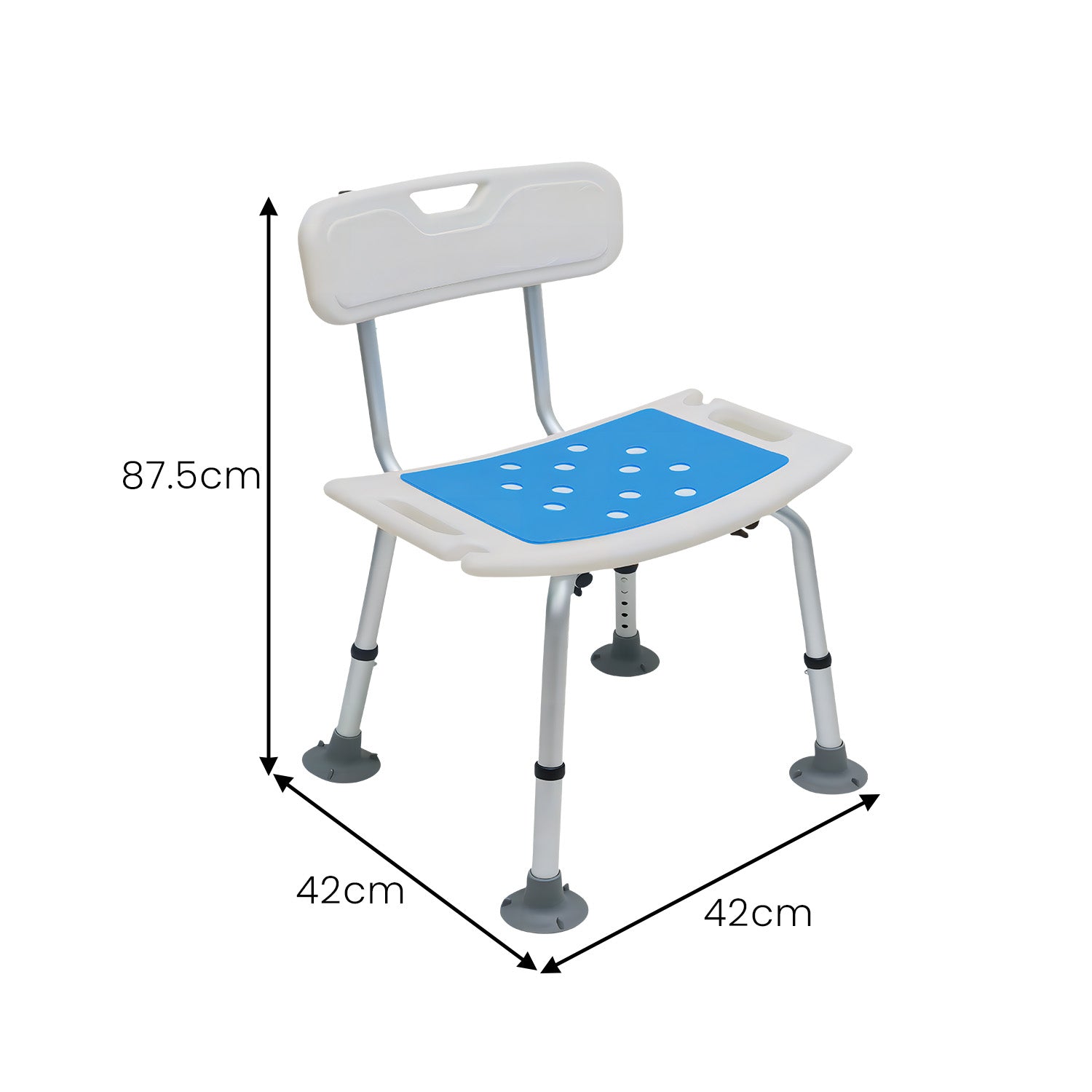 Orthonica Height Adjustable Aluminium Shower Chair With Shower Head Holder V240-SHC-MAS-40-4L-B