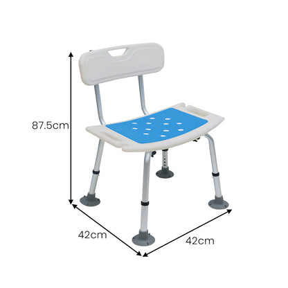 Orthonica Height Adjustable Aluminium Shower Chair With Shower Head Holder V240-SHC-MAS-40-4L-B