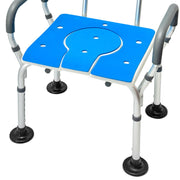 Orthonica Height-Adjustable Aluminium Commode Shower Chair with Armrests Backrest Armrests Soft Stool Seat Aid V240-SHC-MAS-ALU-17L