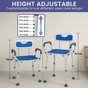 Orthonica Height-Adjustable Aluminium Commode Shower Chair with Armrests Backrest Armrests Soft Stool Seat Aid V240-SHC-MAS-ALU-17L