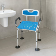 Orthonica Height-Adjustable Aluminium Commode Shower Chair with Armrests Backrest Armrests Soft Stool Seat Aid V240-SHC-MAS-ALU-17L