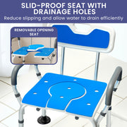 Orthonica Height-Adjustable Aluminium Commode Shower Chair with Armrests Backrest Armrests Soft Stool Seat Aid V240-SHC-MAS-ALU-17L