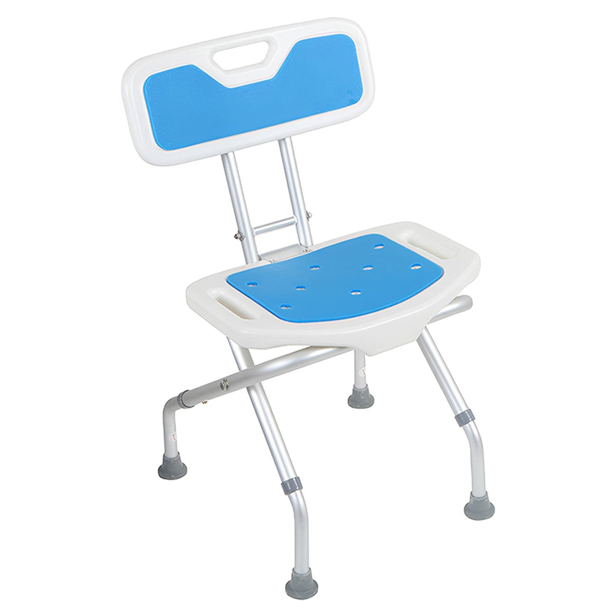 Orthonica Compact & Foldable Commode Shower Chair w/Height Adjustable Aluminium Frame Non Slip Feet HDPE Seat V240-SHC-MAS-ALU-54L
